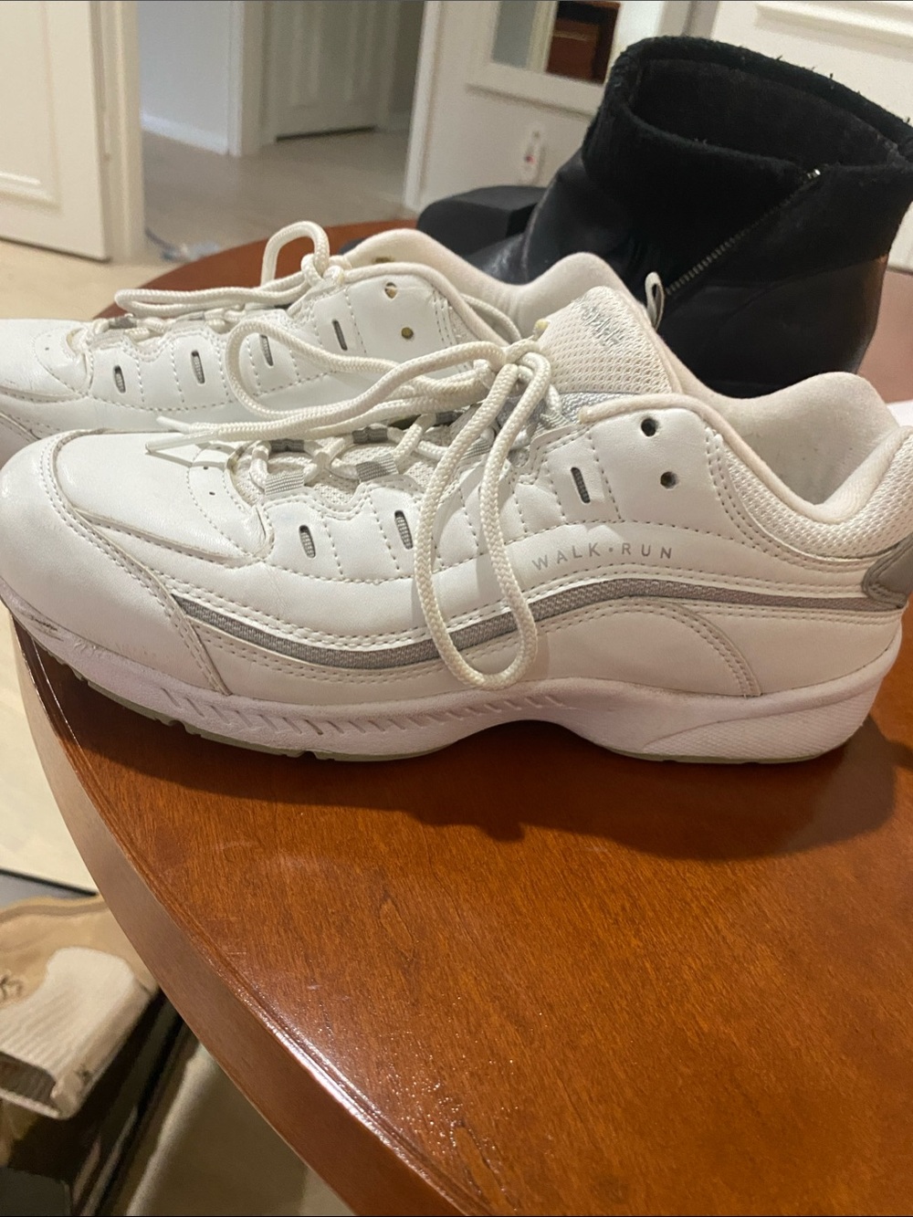 Womens White Athletic Walking Shoes